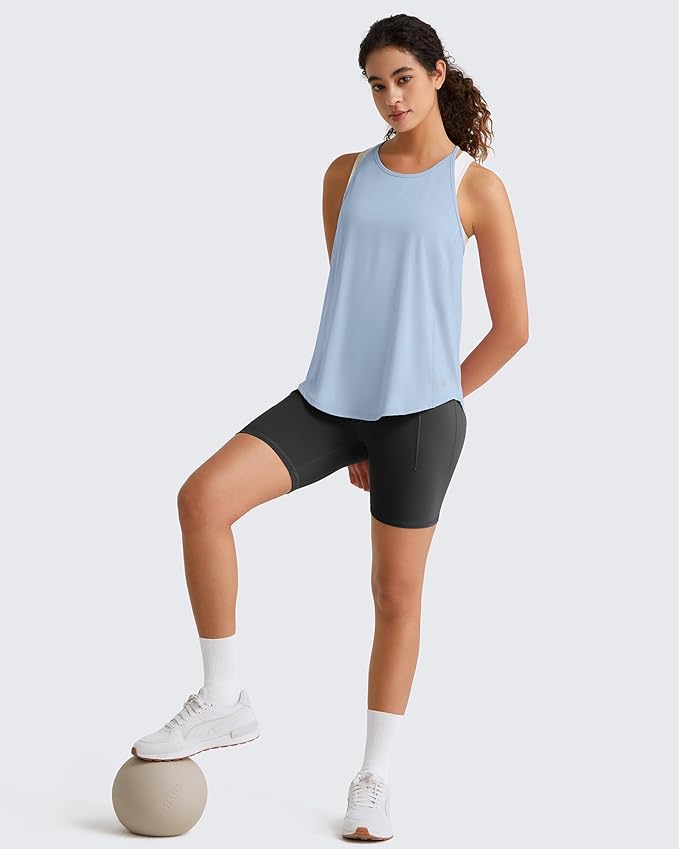 G4Free Workout Athletic Tank Tops for Women Racerback Lightweight Gym Pilates Y-Back Loose Fit Running Tanks Top