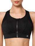 Yvette High Impact Zip Front Sports Bra Mesh Racerback Workout High Support Sports Bras for Women Large Breasts