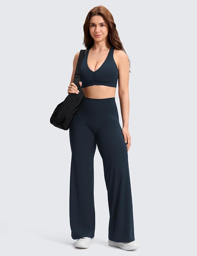 CRZ YOGA Softretch No Front Seam Wide Leg Pants 28''/ 30''/ 32" for Women - High Waist Yoga Lounge Buttery Soft Comfy Casual