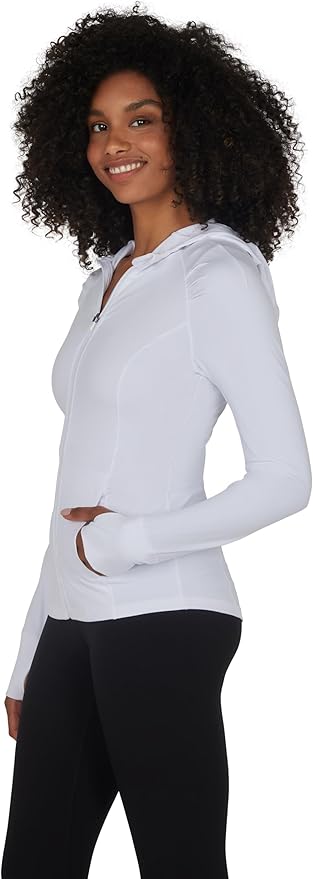 Yogalicious Full-Zip Lightweight Hooded Running Workout Yoga Lux Jacket with Pockets