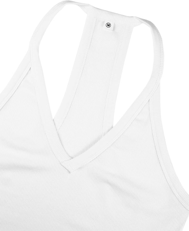 iGENJUN Workout Tops for Women Racerback Basic Tank Summer 2026 Camisole V Neck Slim Fit Ribbed Sleeveless