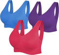 Womens Sports Bras, Yoga Comfort Seamless Stretchy Sports Bra for Women 3 Pack