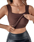 CHICME Womens U Neck Shapewear Built-in Bra Tank High Strechy Sleeveless Slim Fit Tops Camisole Workout Tops