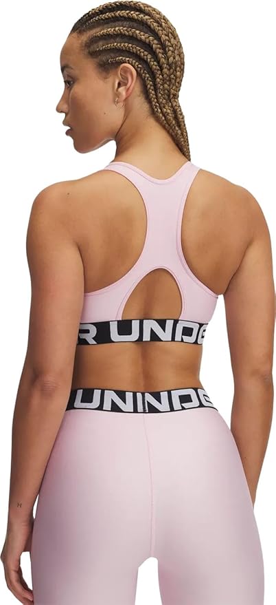 Under Armour Womens HeatGear Authentics Mid Impact Branded Sports Bra