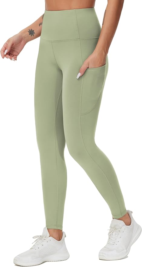 THE GYM PEOPLE Thick High Waist Yoga Pants with Pockets, Tummy Control Workout Running Yoga Leggings for Women