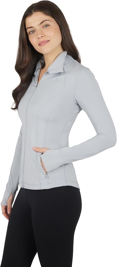 90 Degree By Reflex Full Zip Running Track Jacket Lightweight Athletic Slim Fit Jacket with Thumbholes