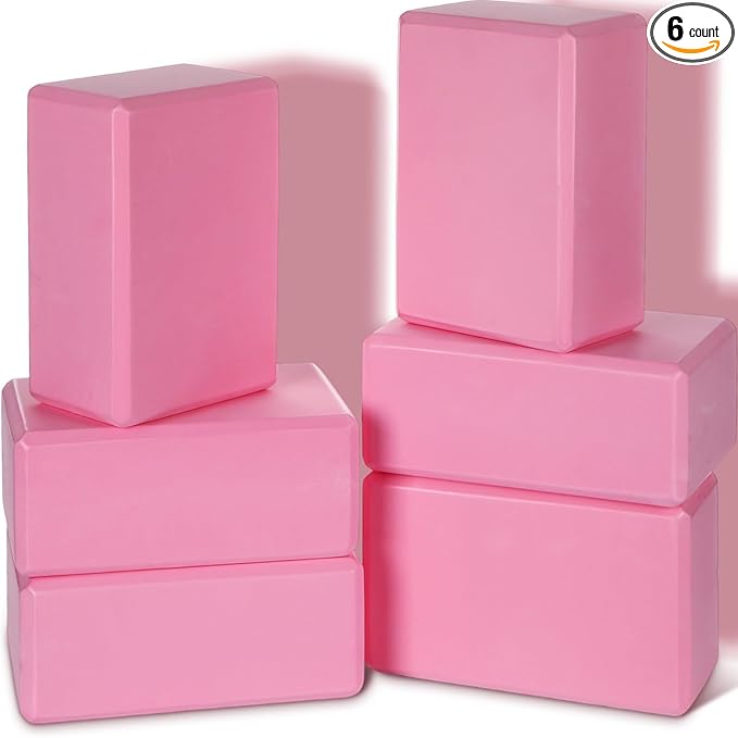 Wettarn 6 Pack Yoga Blocks 9 x 6 x 4 Inch Eva Foam Lightweight Non Slip Yoga Props for Yoga Pilates Stretching Meditation