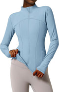 Gacaky Women's Slim Fit Workout Running Track Jackets Full Zip-up Yoga Athletic Jacket with Thumb Holes