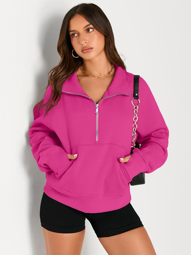 AUTOMET Womens Sweatshirts Half Zip Cropped Pullover Fleece Quarter Zipper Hoodies 2026 Fall Fashion Outfits Clothes
