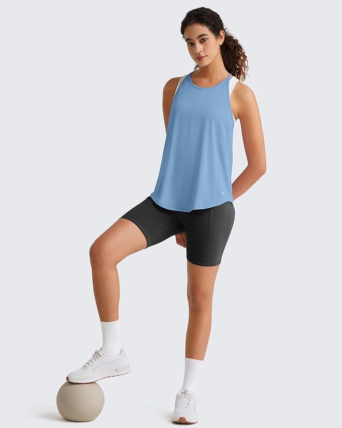 G4Free Workout Athletic Tank Tops for Women Racerback Lightweight Gym Pilates Y-Back Loose Fit Running Tanks Top