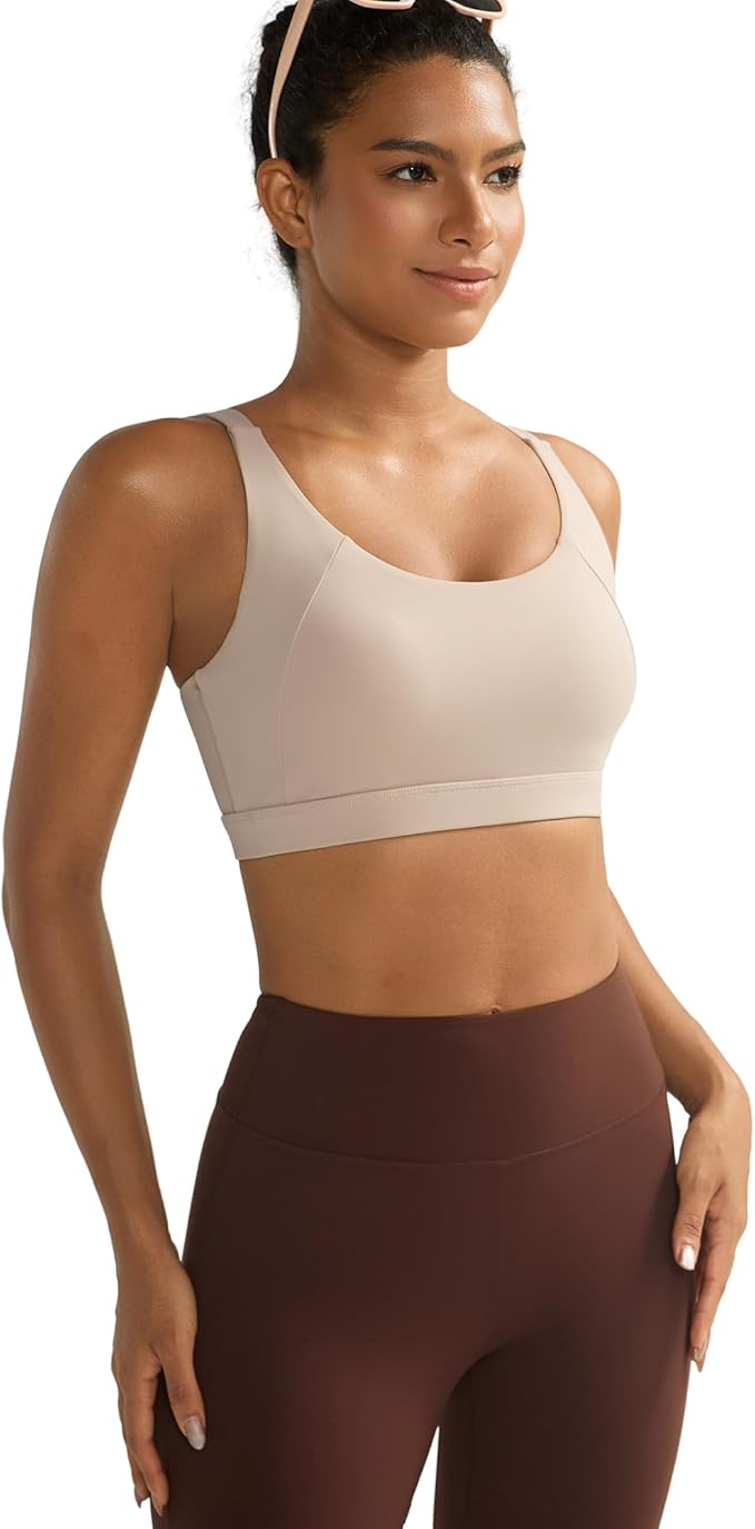 RUNNING GIRL Sports Bra for Women High Support, Molded Cup High Impact Sports Bras with Sewn in Pads