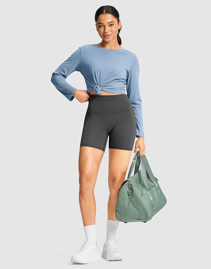 SANTINY Lightweight Long Sleeve Workout Tops for Women Breathable Gym Yoga Athletic Running Hiking Top UPF 50+ Sun Shirts