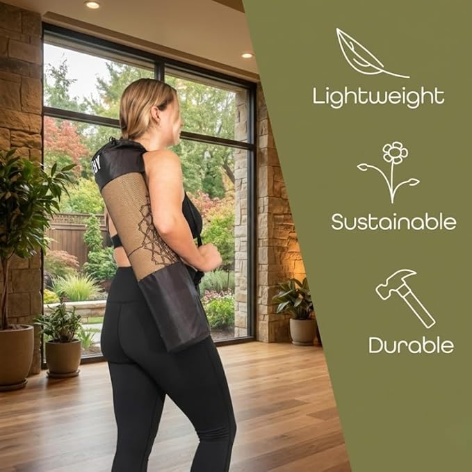 Workout Mat with Carrying Strap - 6mm Thick Cork Yoga Mat (72” x 24”) - Non-Slip Cork Mat for Home, Gym, Fitness & Hot Yoga - Lightweight, Cushioned, Durable & Sweat-Resistant by Fitby