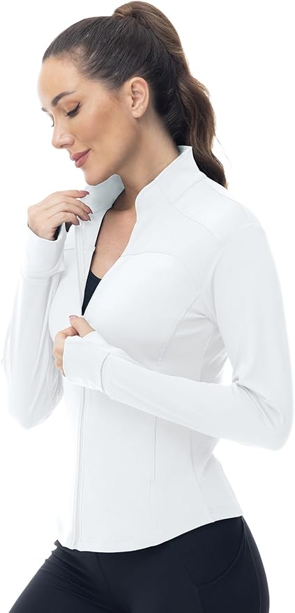 Gopune Women's Workout Athletic Jacket Lightweight Zip Up Yoga Slim Fit Tops with Pockets