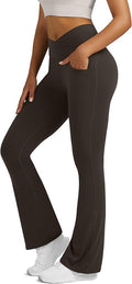 Flare Leggings for Women Yoga Pants with Pockets High Waisted Crossover Flare Leggings Bootcut Casual Yoga Pants