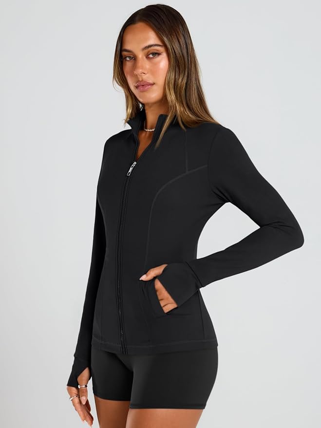 Trendy Queen Womens Lightweight Zip Up Jackets 2026 Athletic Workout Hoodies Spring Shirt Fitted Gym Clothes with Pocket