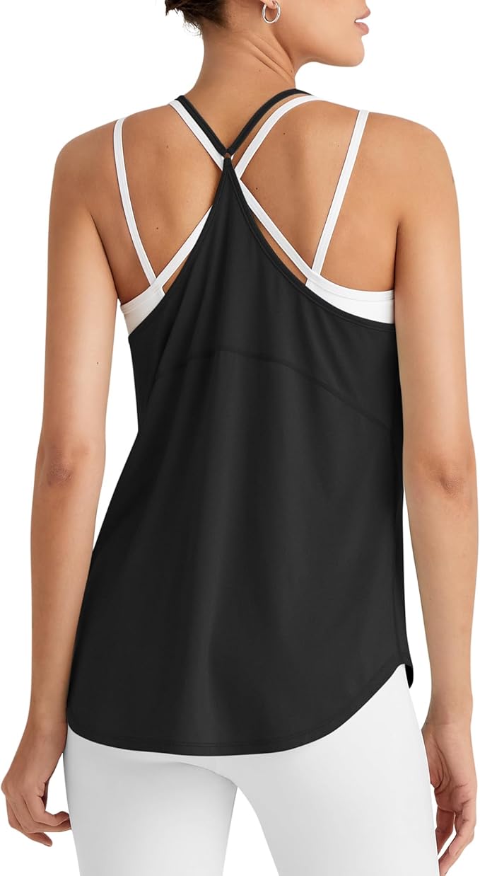 G4Free Workout Athletic Tank Tops for Women Racerback Lightweight Gym Pilates Y-Back Loose Fit Running Tanks Top