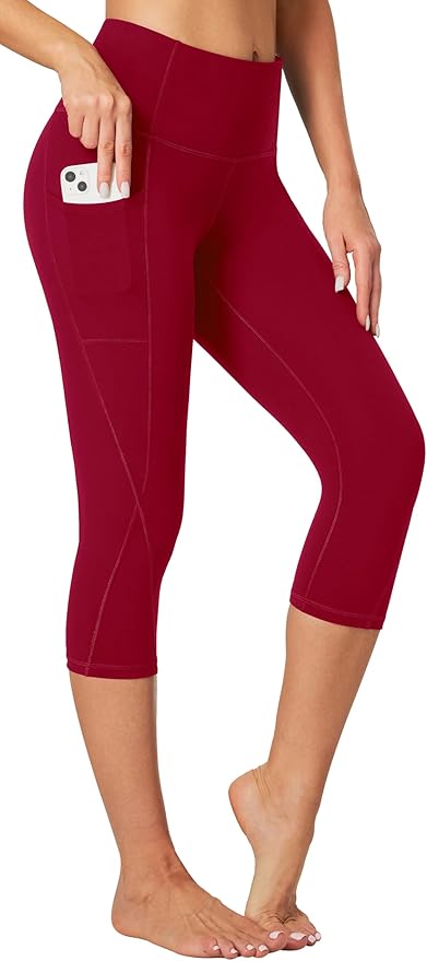 Heathyoga Capri Leggings for Women High Waisted Capri Leggings with Pockets for Women Tummy Control Yoga Pants Women