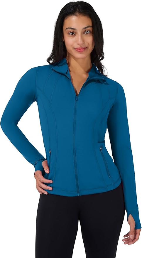 90 Degree By Reflex Full Zip Running Track Jacket Lightweight Athletic Slim Fit Jacket with Thumbholes