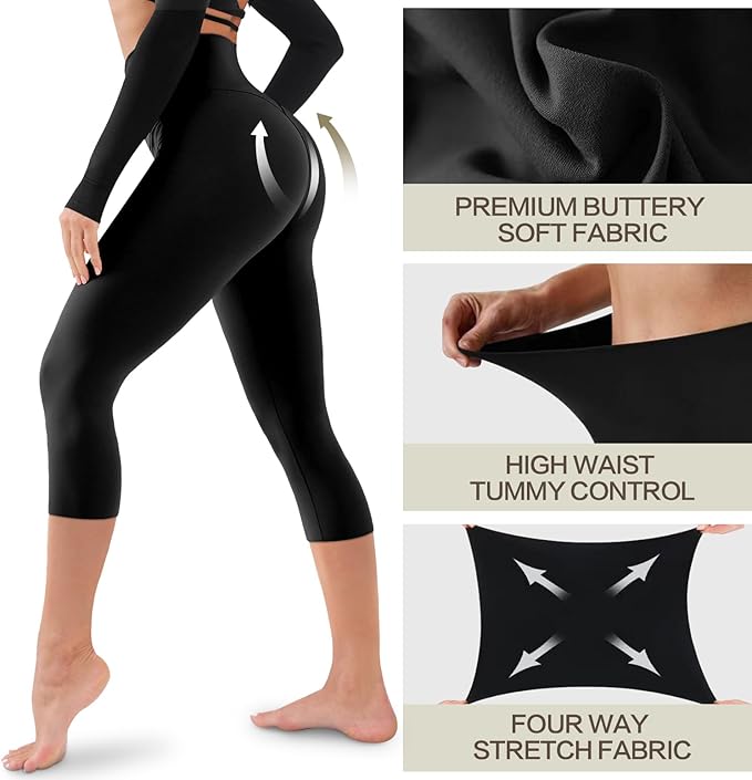3 Pack Leggings for Women-No See-Through High Waisted Tummy Control Yoga Pants Workout Running Legging