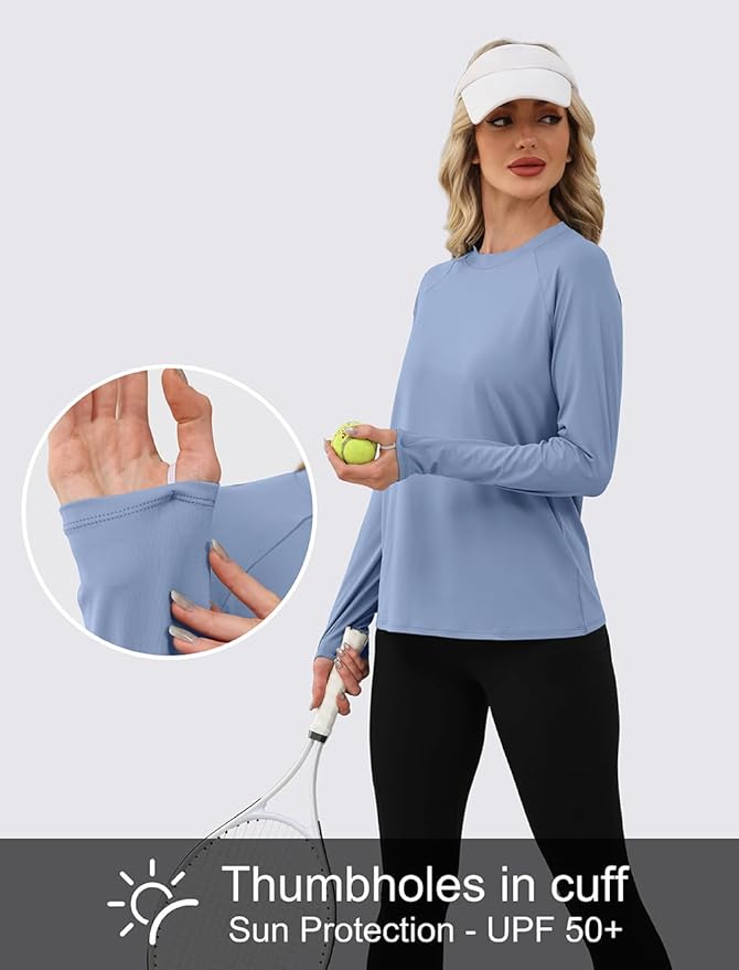 WIHOLL Workout Tops for Women Long Sleeve Sun Shirt UPF 50+ UV Protection Running Hiking Clothes Quick Dry Athletic Tops