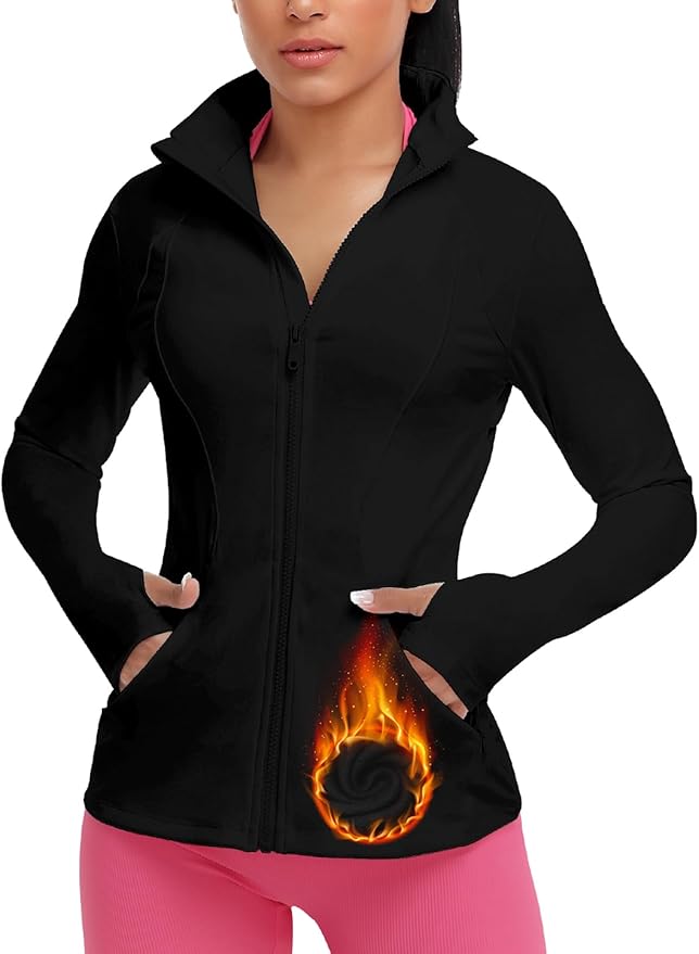 VUTRU Women's Workout Yoga Jacket Full Zip Running Track Jacket Fleece Athletic Jacket