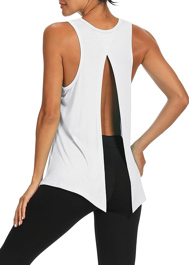 Bestisun Workout Tank Tops Open Back Yoga Exercise Shirts Tie Back Athletic Clothes for Women