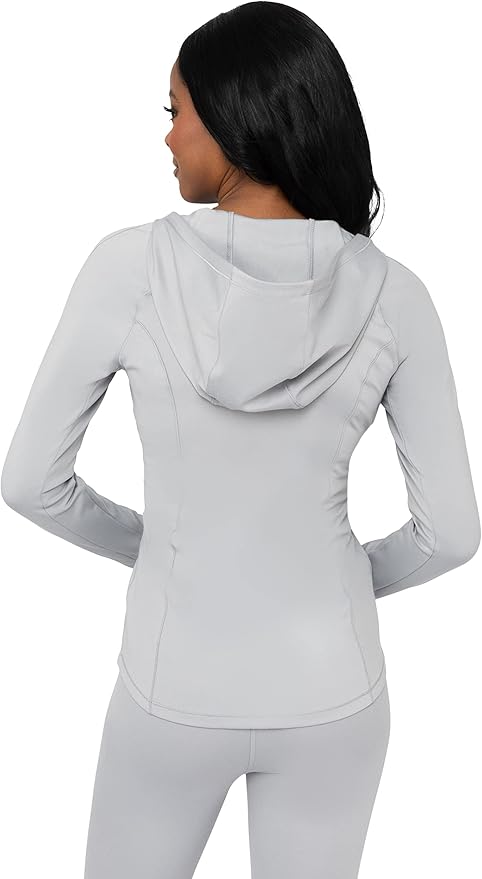 Yogalicious Full-Zip Lightweight Hooded Running Workout Yoga Lux Jacket with Pockets