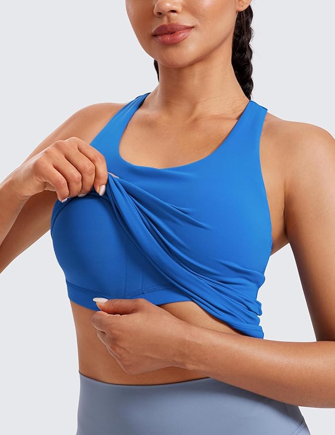 CRZ YOGA Butterluxe Workout Racerback Tank Tops for Women - Padded Athletic Spandex Yoga Shirts with Built in Bra