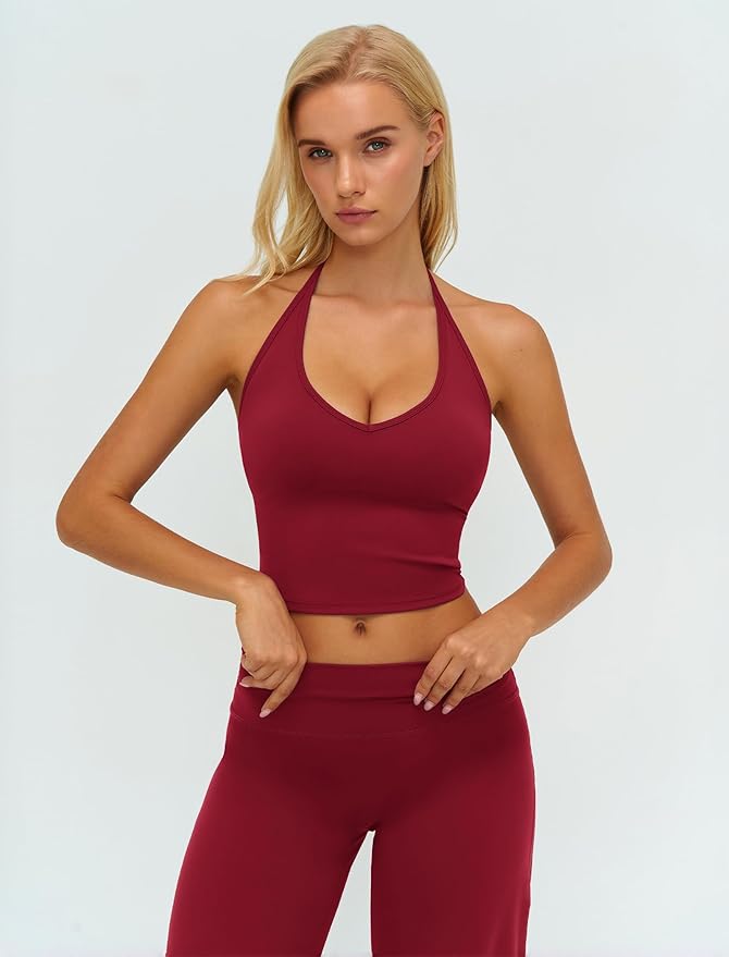 ABOCIW Womens Workout Sets 2 Piece Spaghetti Straps Crop Top Straight Leg Yoga Pants Yoga Pilates Outfits