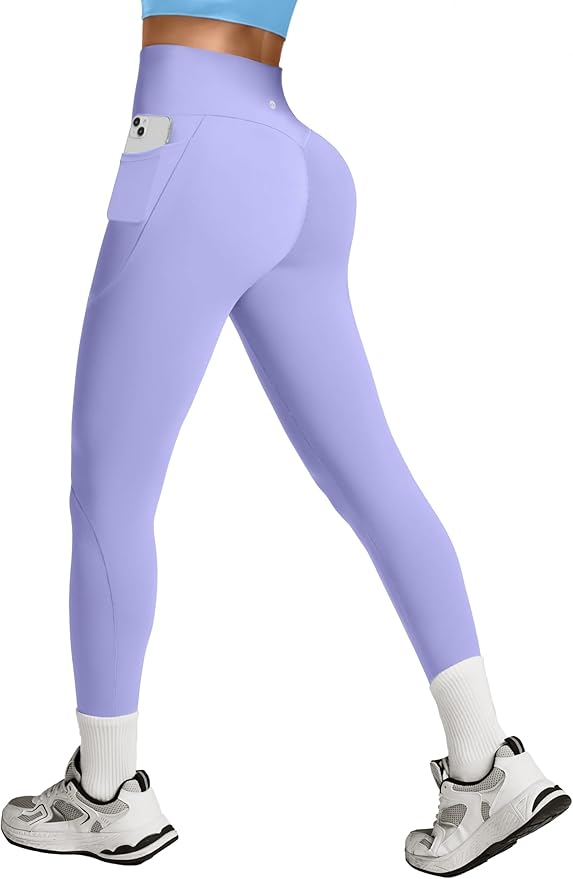 Heathyoga Scrunch Butt Lifting Leggings with Pockets for Women Tummy Control Compression Leggings No Front Seam Yoga Pants