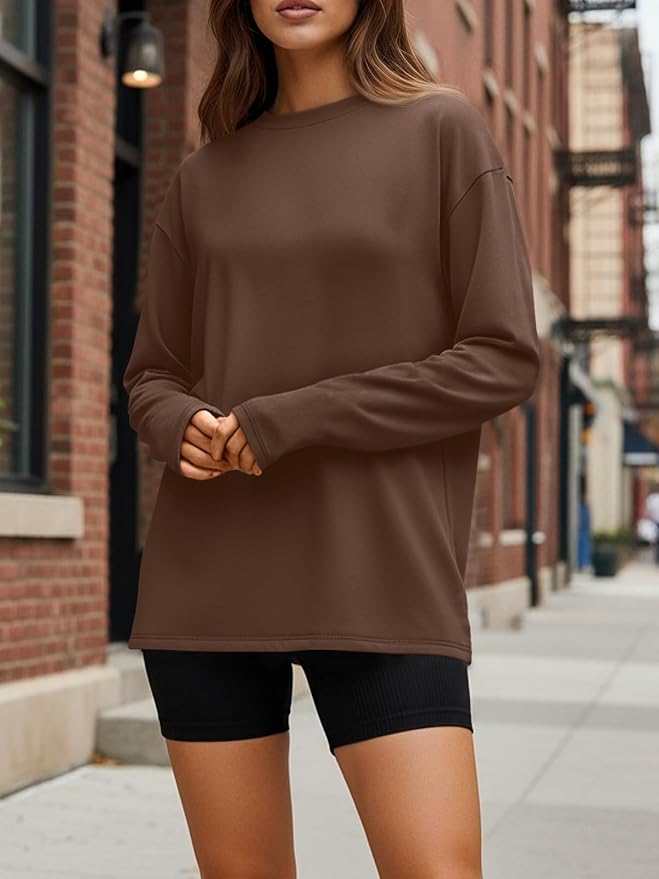 Trendy Queen Womens Spring Tops Oversized Long Sleeve T Shirts 2026 Basic Tee Fall Casual Workout Y2K Clothes