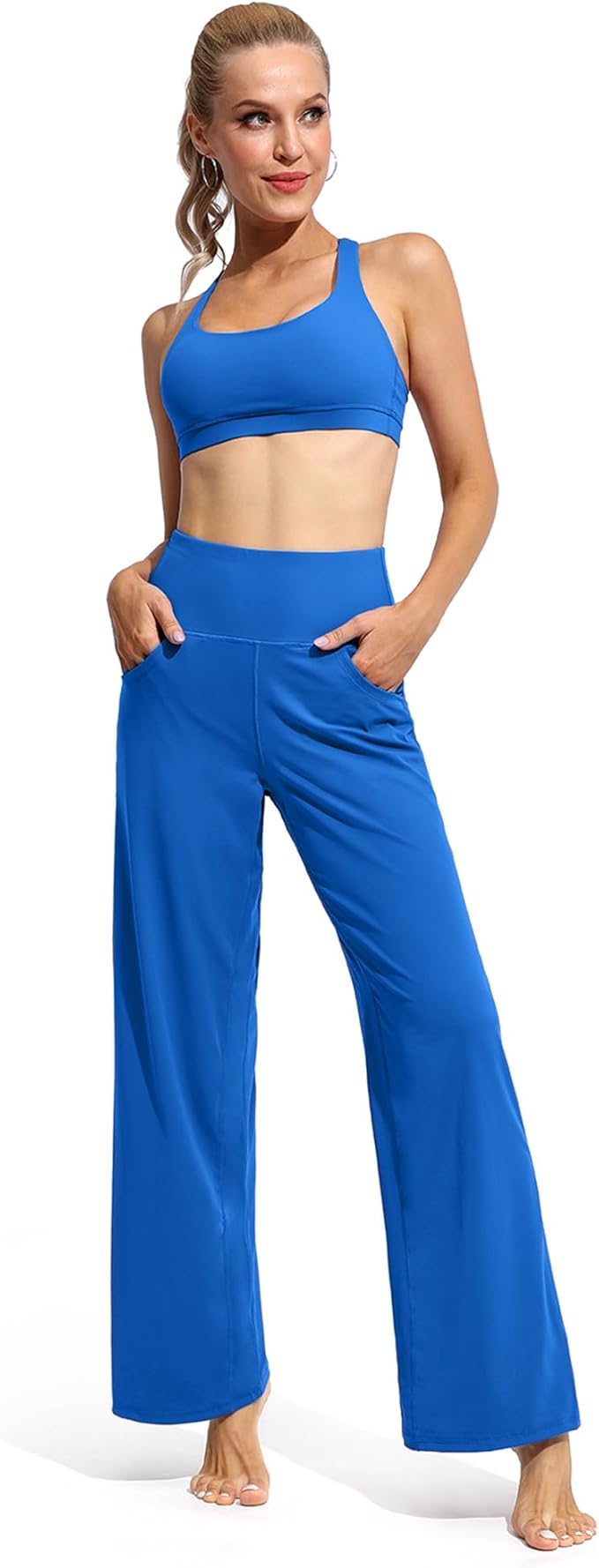 Promover Wide Leg Pants Woman Yoga Pants with Pockets Stretch Loose Casual Lounge Sweatpants Petite/Regular/Tall