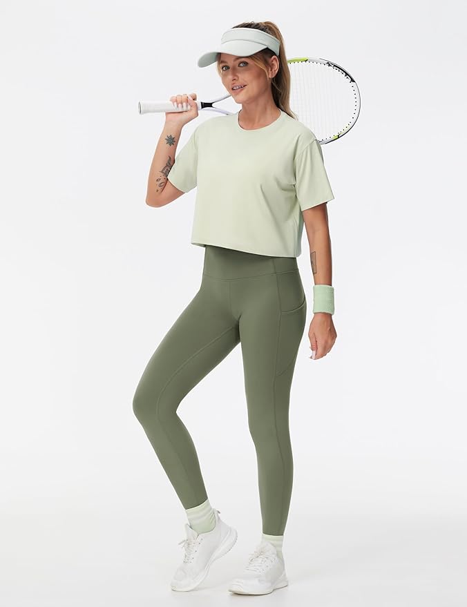 THE GYM PEOPLE Thick High Waist Yoga Pants with Pockets, Tummy Control Workout Running Yoga Leggings for Women
