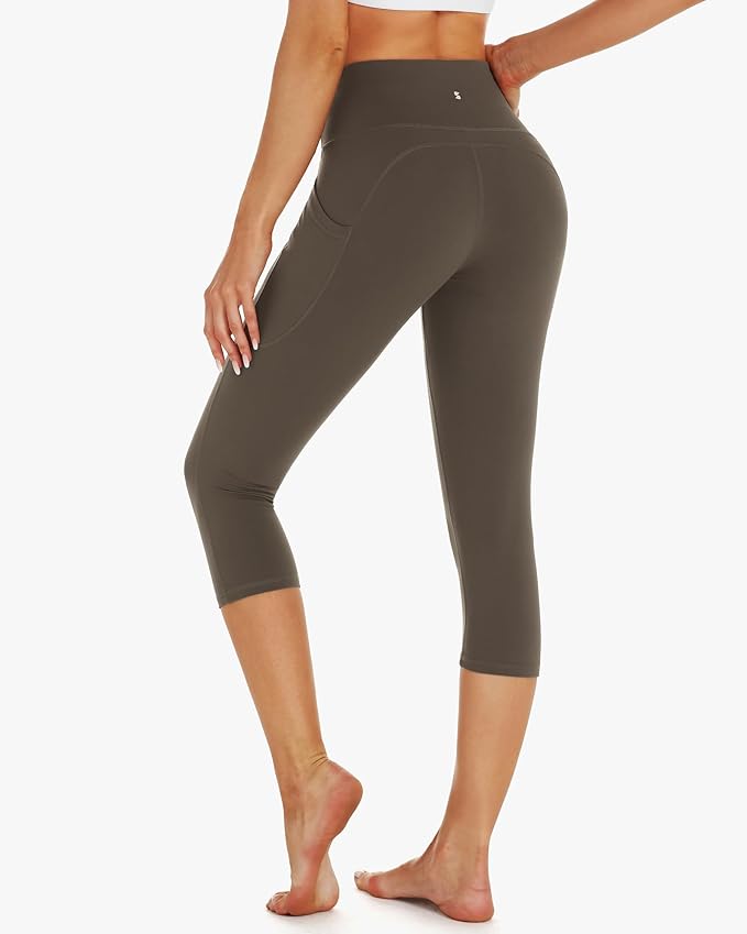 Stelle Women's Capri Yoga Pants with Pockets Essential High Waisted Leggings for Workout