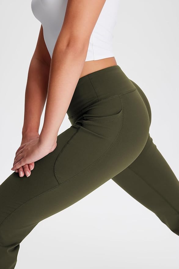 Yogipace Petite/Regular/Tall Women's Bootcut Yoga Pants with Side Pockets, Flare Leggings for Travel, Lounge & Everyday Wear