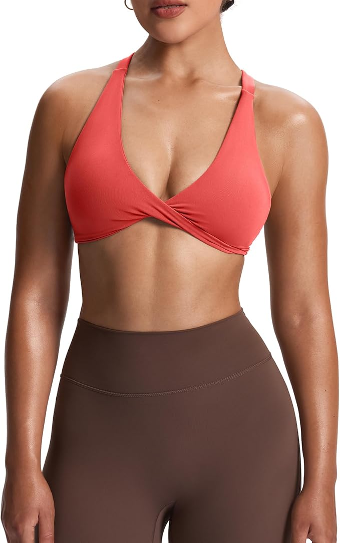 Aoxjox Women's Workout Sports Bras Fitness Satara Low Impact Bra Yoga Crop Tank