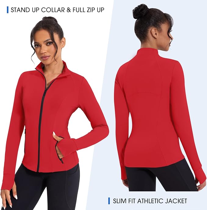 Workout Jackets for Women Lightweight Running Sweat Jackets Full Zip Up Exercise Yoga Athletic Clothes with Pockets
