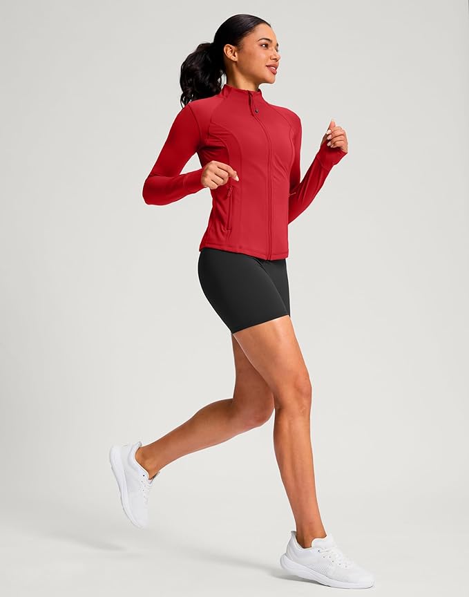 G Gradual Women's Workout Jackets Extended Waist Length Slim Full Zip 4 Pockets Athletic Jacket Spring Running Yoga Clothes