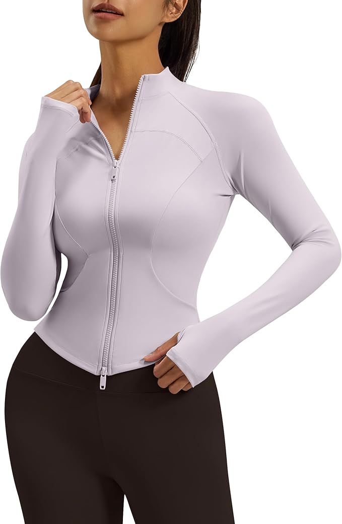 Gacaky Womens Cropped Workout Running Jackets Lightweight Slim Fit Athletic Yoga Jacket Full Zip Tops with Pocket