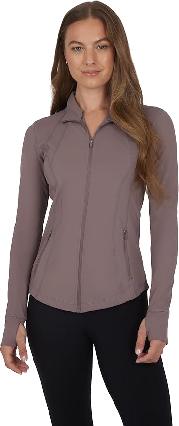 90 Degree By Reflex Full Zip Running Track Jacket Lightweight Athletic Slim Fit Jacket with Thumbholes