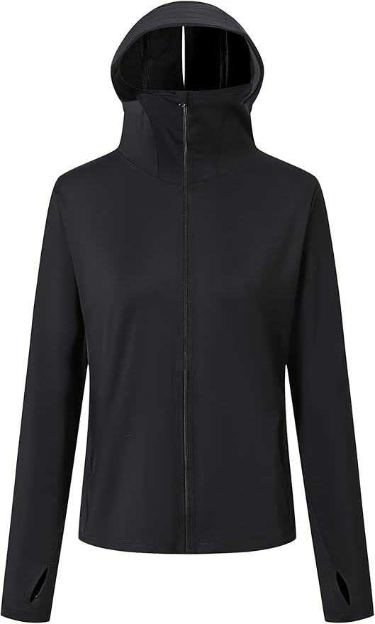 Women's UPF 50+ Sun Protection Hoodie Jacket with Pockets Lightweight Zip Up Sun Cover Up Shirt Athletic Jacket
