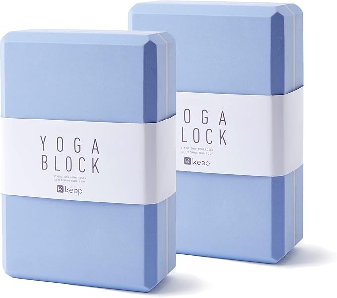 KEEP Yoga Block, High-Density EVA Foam 2 Pack Yoga Block with Non-Slip Textured Surface, Supportive, Lightweight - Ideal for Yoga