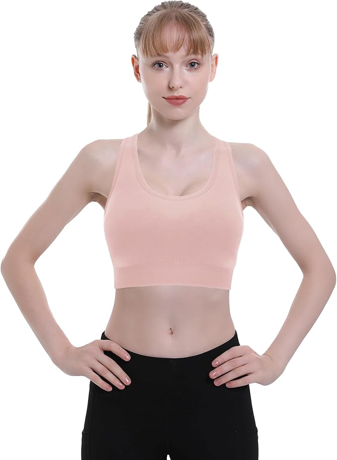 Double Couple Sports Bras for Women Padded High Impact Seamless Criss Cross Back Workout Tops Gym Activewear Bra Large