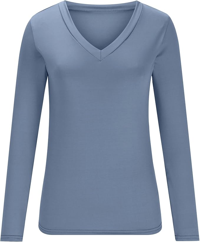 Yoga Tops for Women Long Sleeve Compression Going Out Tops Workout Sets Gym Shirts Cute Cropped V Neck Dance Outfits