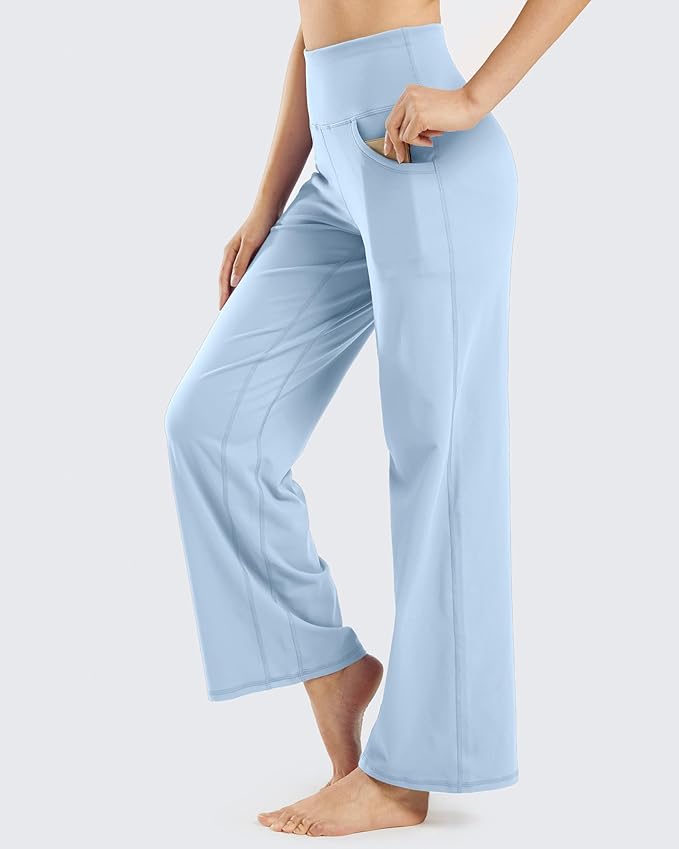 Promover Wide Leg Pants Woman Yoga Pants with Pockets Stretch Loose Casual Lounge Sweatpants Petite/Regular/Tall