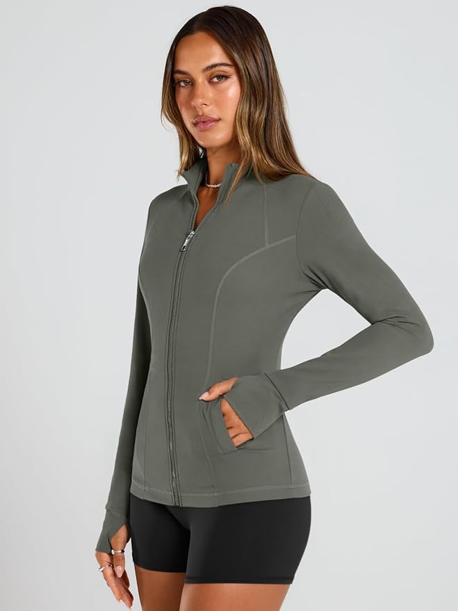 Trendy Queen Womens Lightweight Zip Up Jackets 2026 Athletic Workout Hoodies Spring Shirt Fitted Gym Clothes with Pocket
