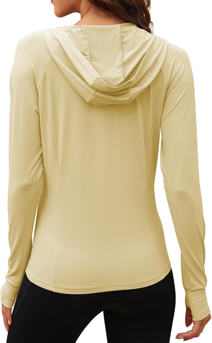 We1Fit Women's UPF 50+ Sun Protection Jacket Hoodie Sun Shirts Hiking Running Athletic Shirt