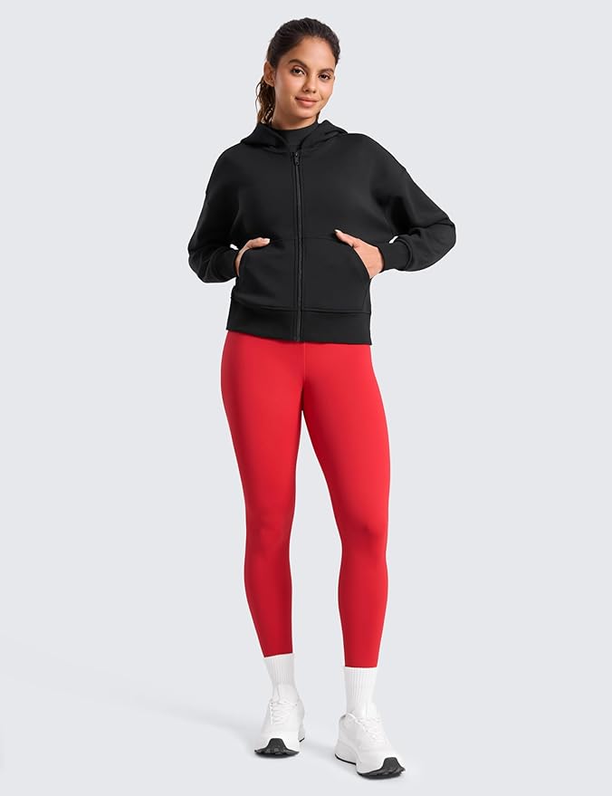 CRZ YOGA Matte Thermal Fleece Lined Leggings 28'' - Casual Lounge Workout Womens Yoga Full Length Pants Winter Warm