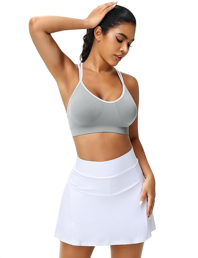 VEQKING Women's Cross Back Sports Bra Padded Strappy Medium Support Yoga Bra for Workout Fitness 3 Pack